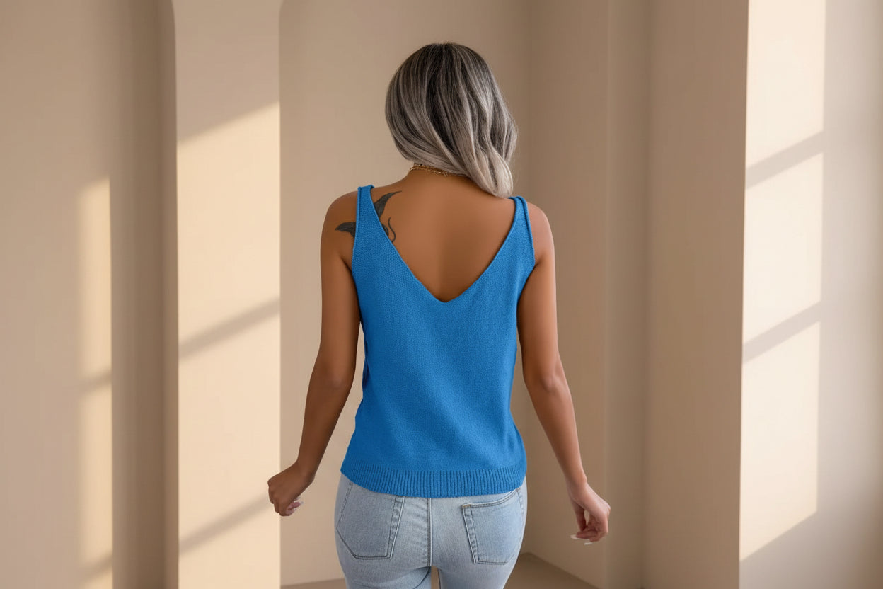 Cable-Knit Scoop Neck Vest — Detail View 10