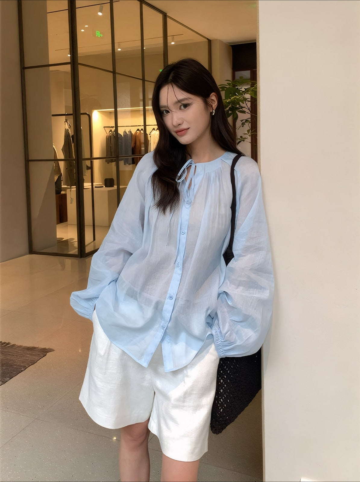 ELNOVÉ Alexandra Tie-Neck Blouse