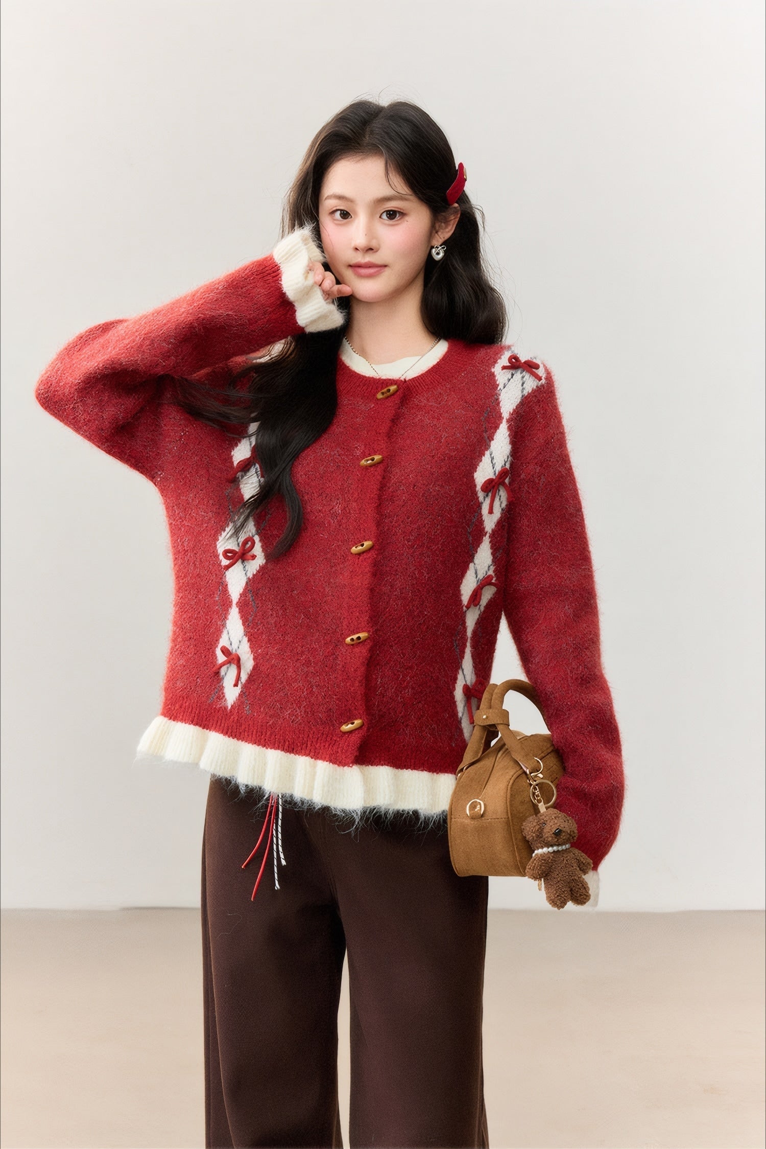 ELNOVÉ Éloise Bow-Detail Cardigan
