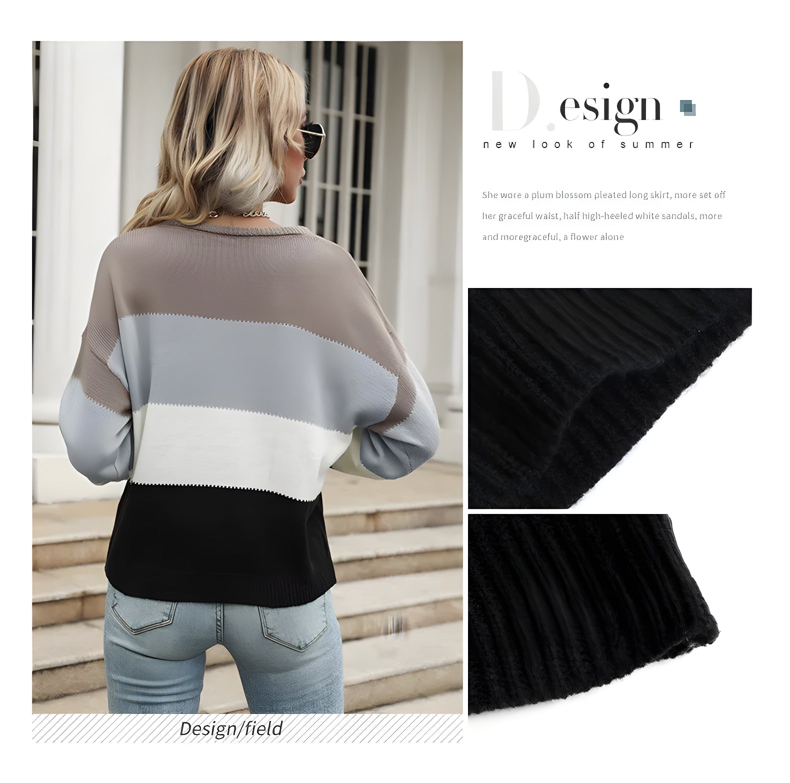 pullover in maglia a blocchi di colore