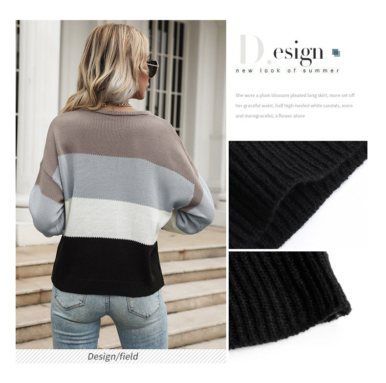 color-block knit pullover