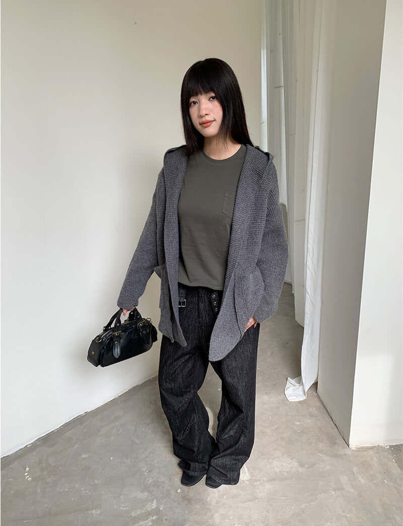 Héloïse Hooded Ribbed Knit Sweater