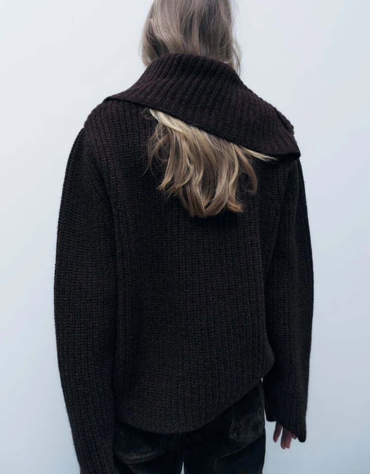 cowl-neck knit sweater