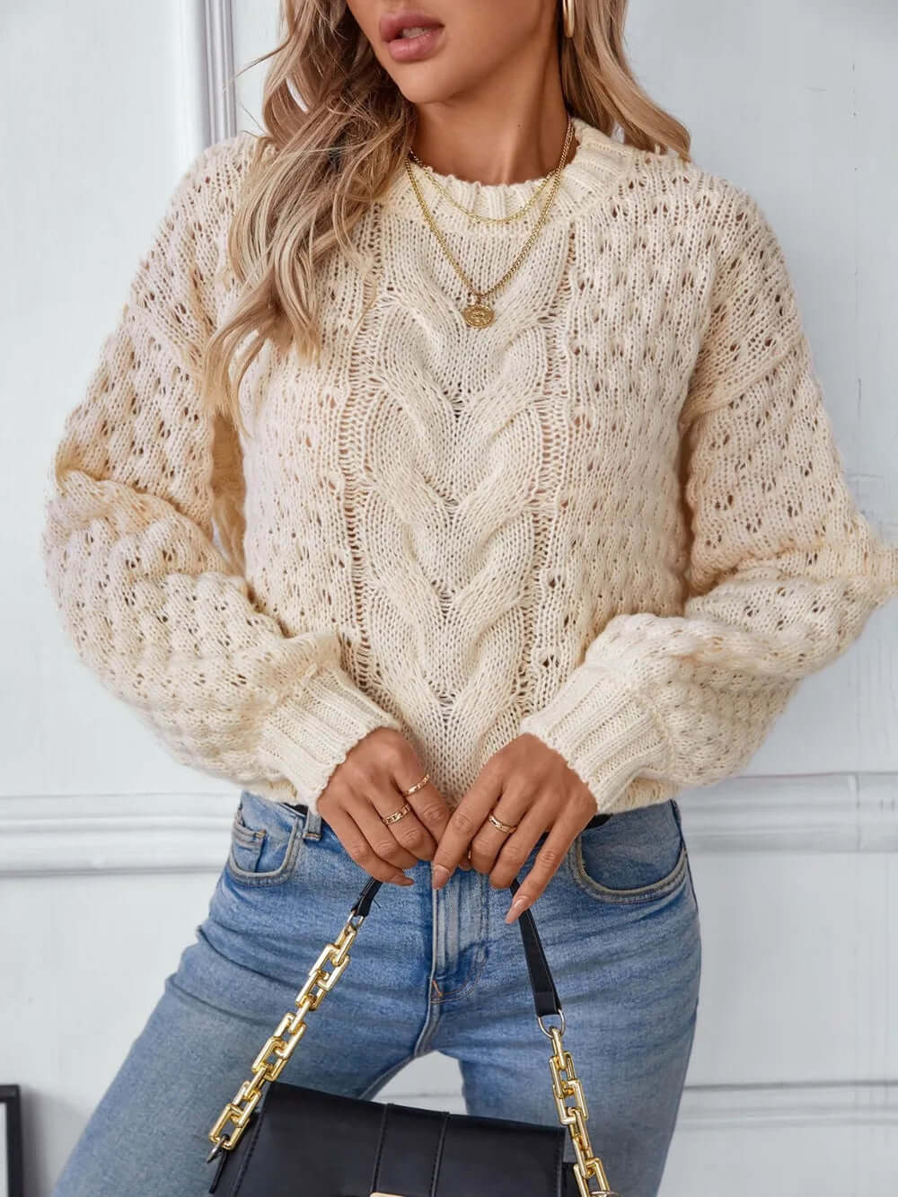 Sophie Cable-Knit Crewneck Sweater