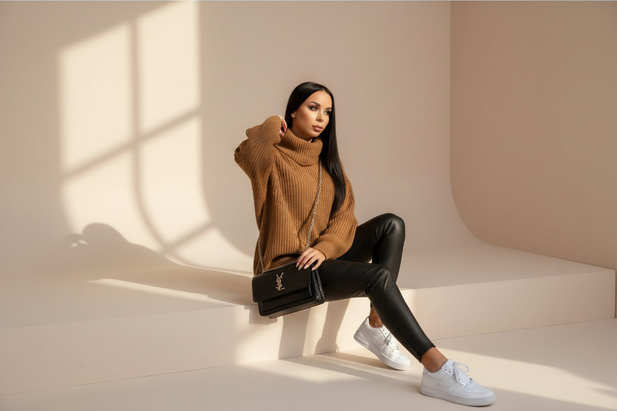 ELNOVÉ Knit Long Sleeve Sweater Dress