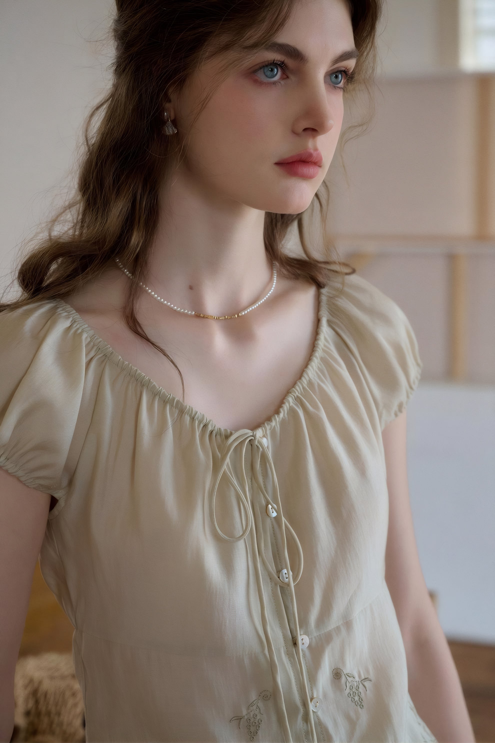 ELNOVÉ Thomasine Embroidered Tencel Skirt
