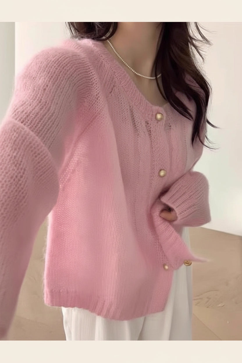 Cable Knit Round Neck Sweater — Detail View 3