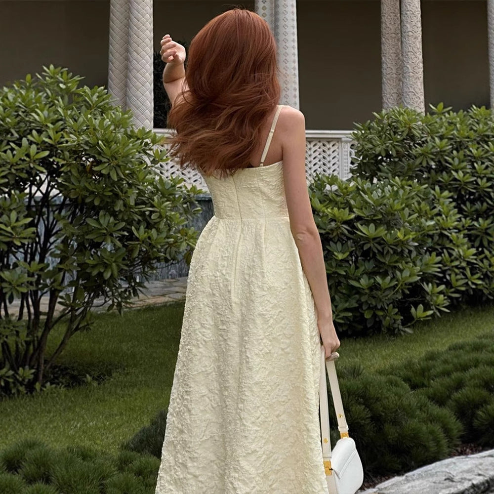 Strap style one-piece collar dress#Color_Apricot