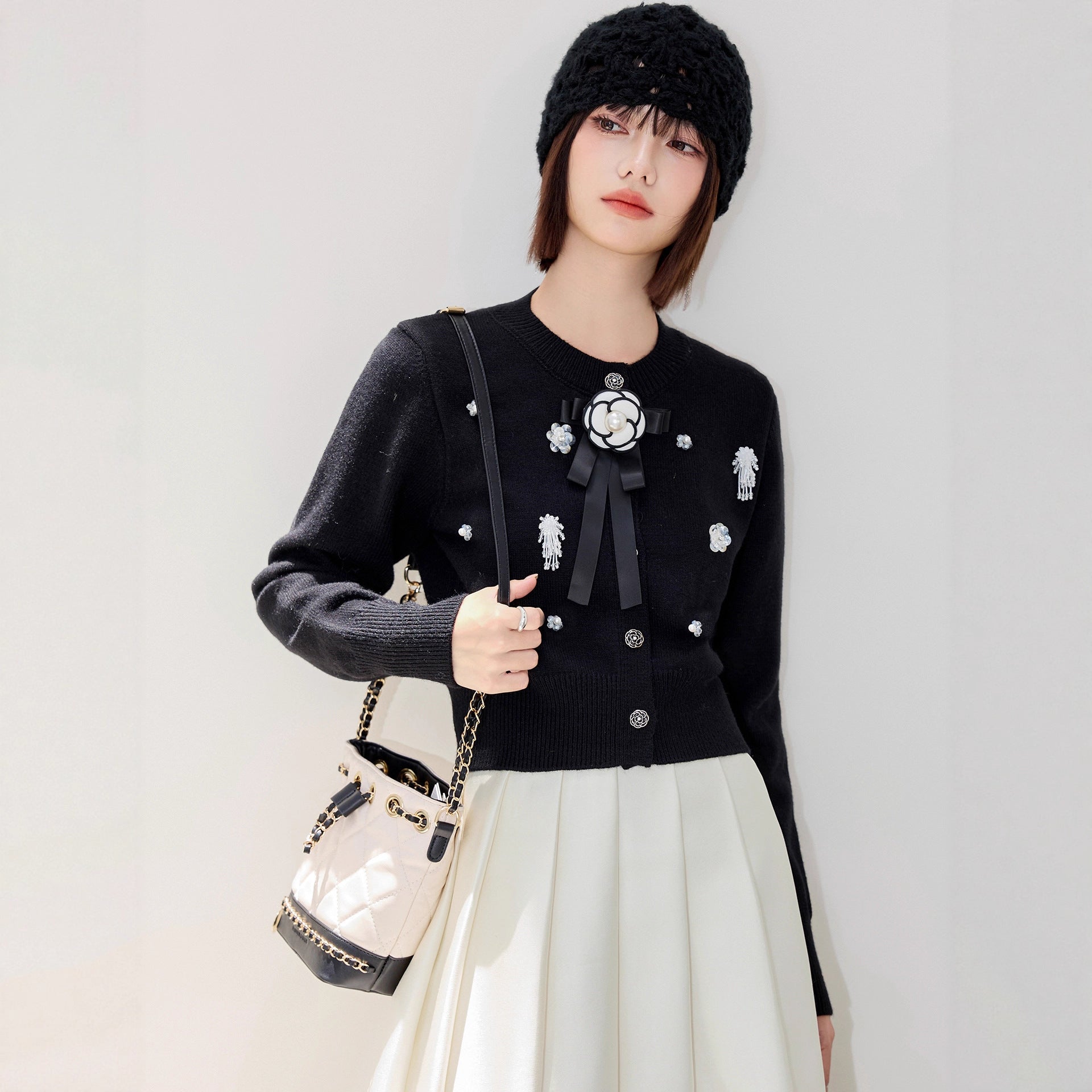 Embellished Beaded Knit Cardigan — Detail View 3