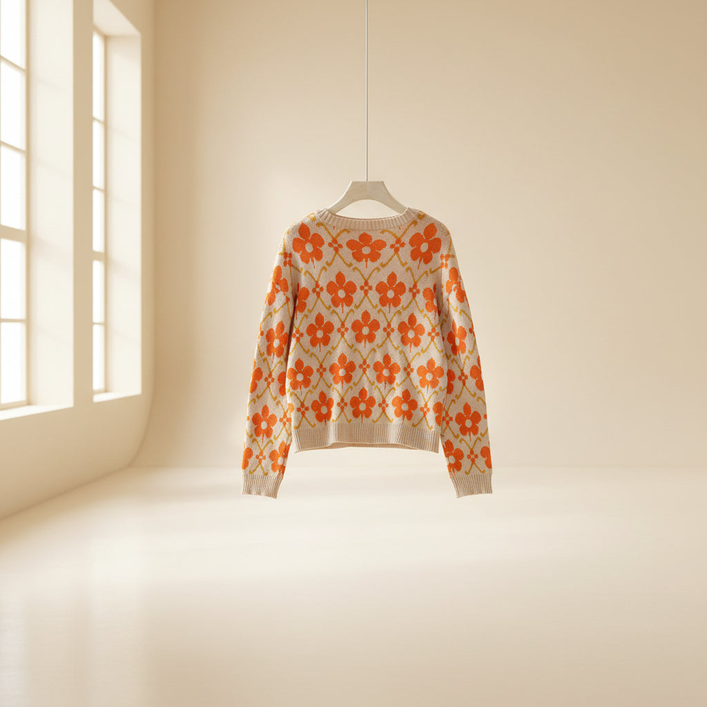 ELNOVÉ Floral Jacquard Knit Cardigan