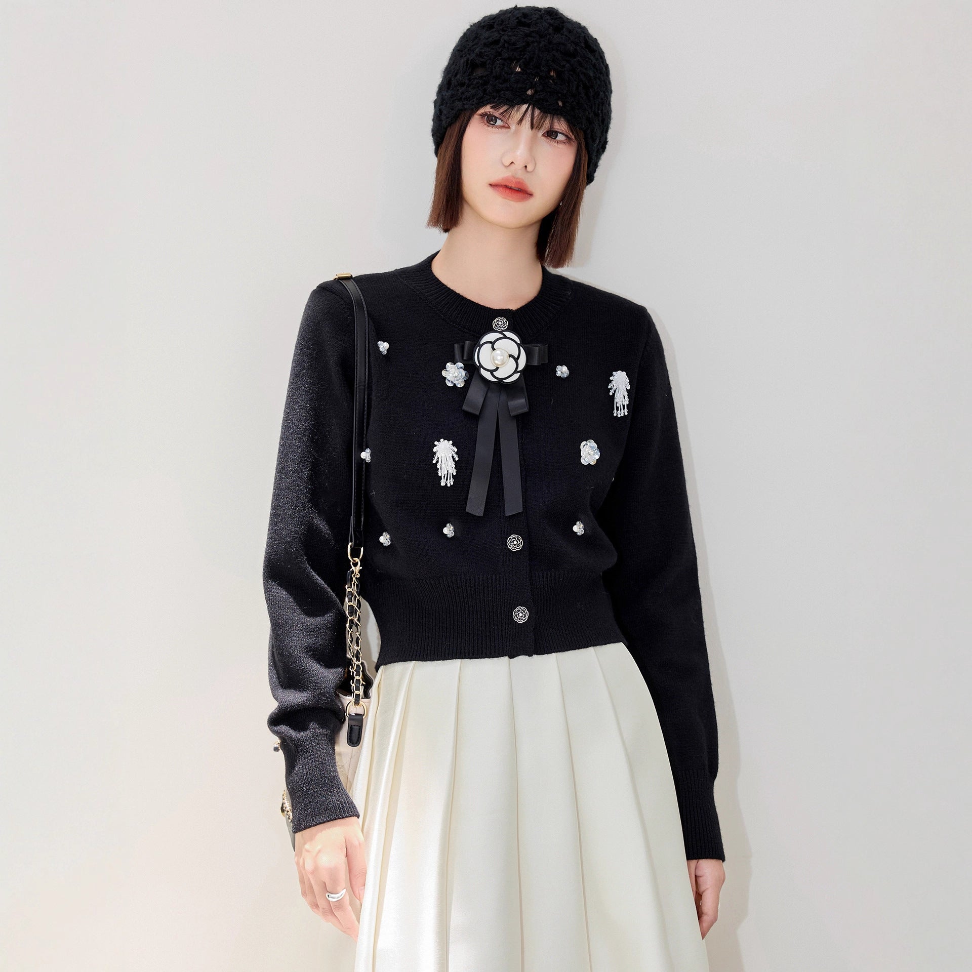 Embellished Beaded Knit Cardigan — Detail View 2