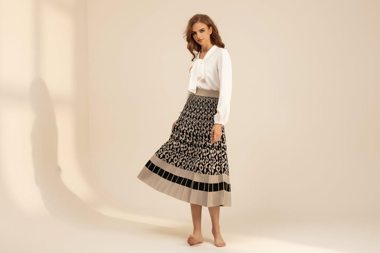 ELNOVÉ Knit Maxi A-Line Skirt