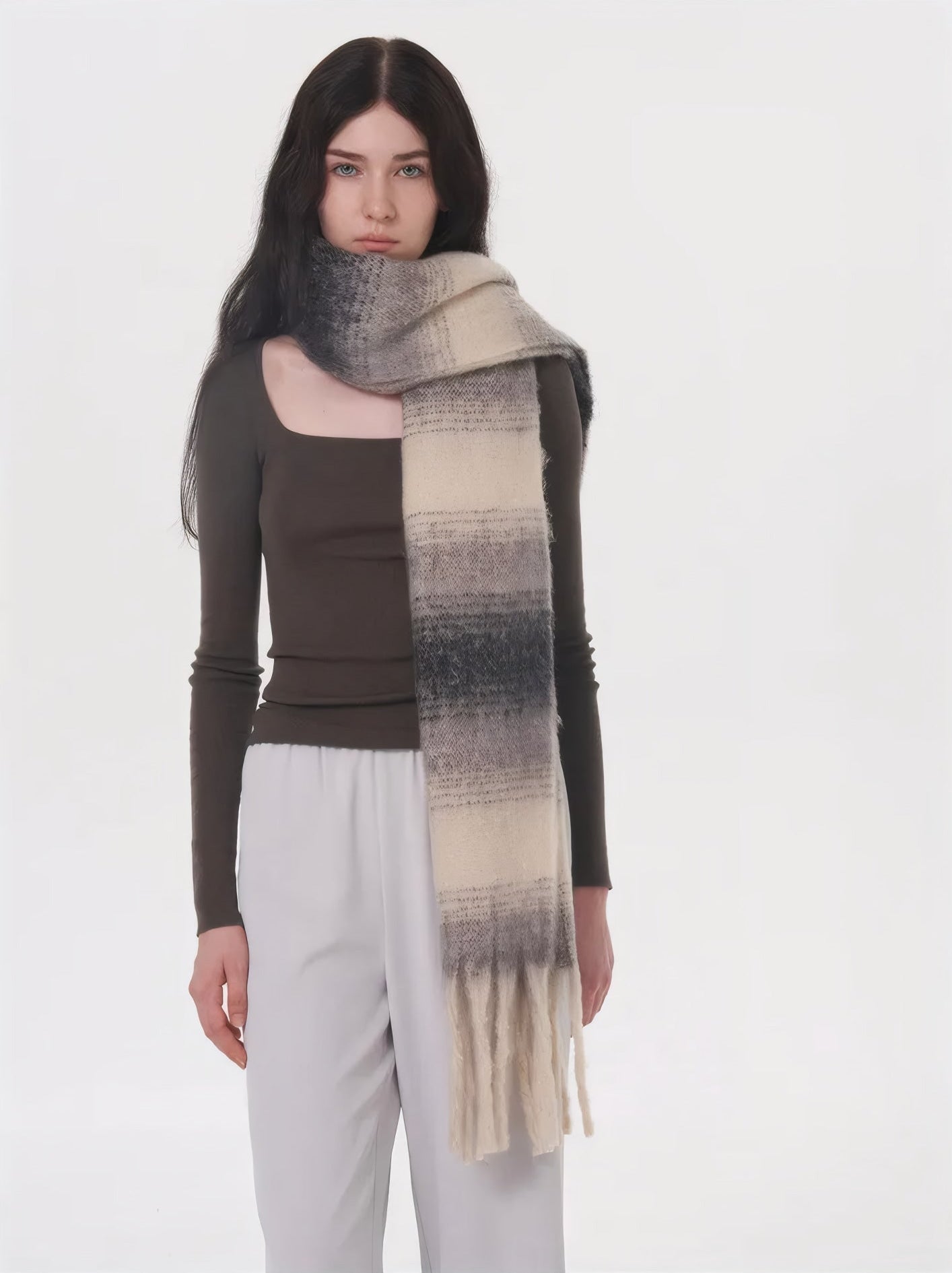 ELNOVÉ Vanessa Striped Tassel Scarf