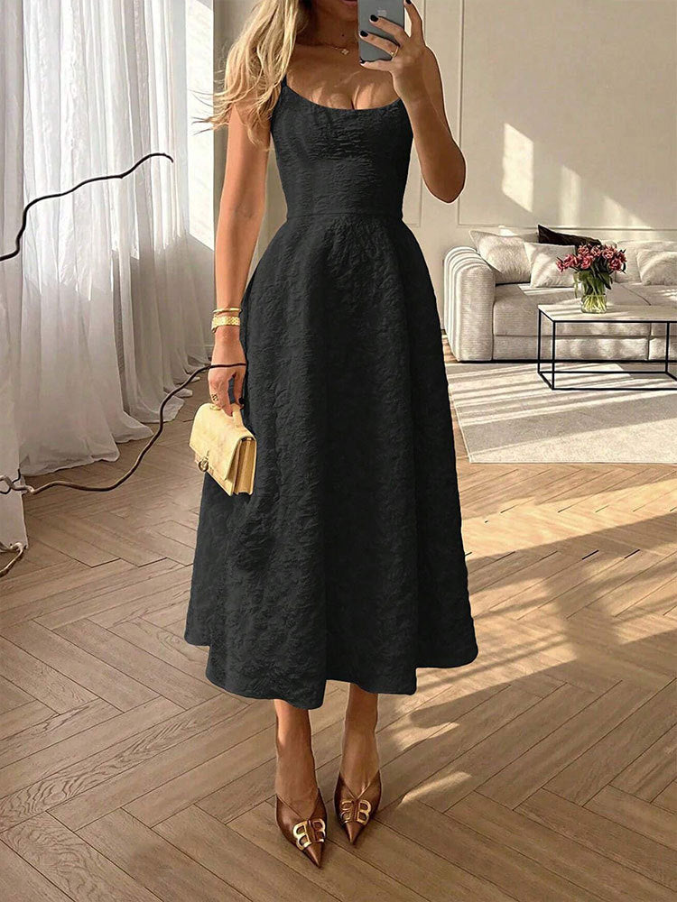 Strap style one-piece collar dress#Color_Black