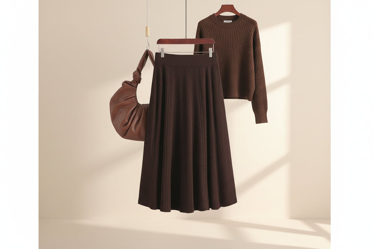 ELNOVÉ Knit A-Line Umbrella Skirt