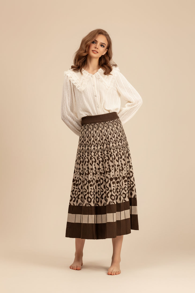 ELNOVÉ Knit Maxi A-Line Skirt