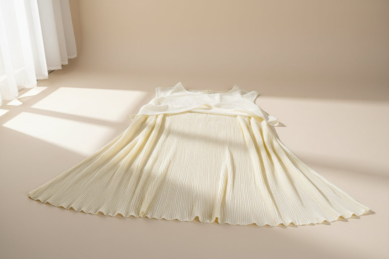 Pleated Blouse & Wide-Leg Pants Set