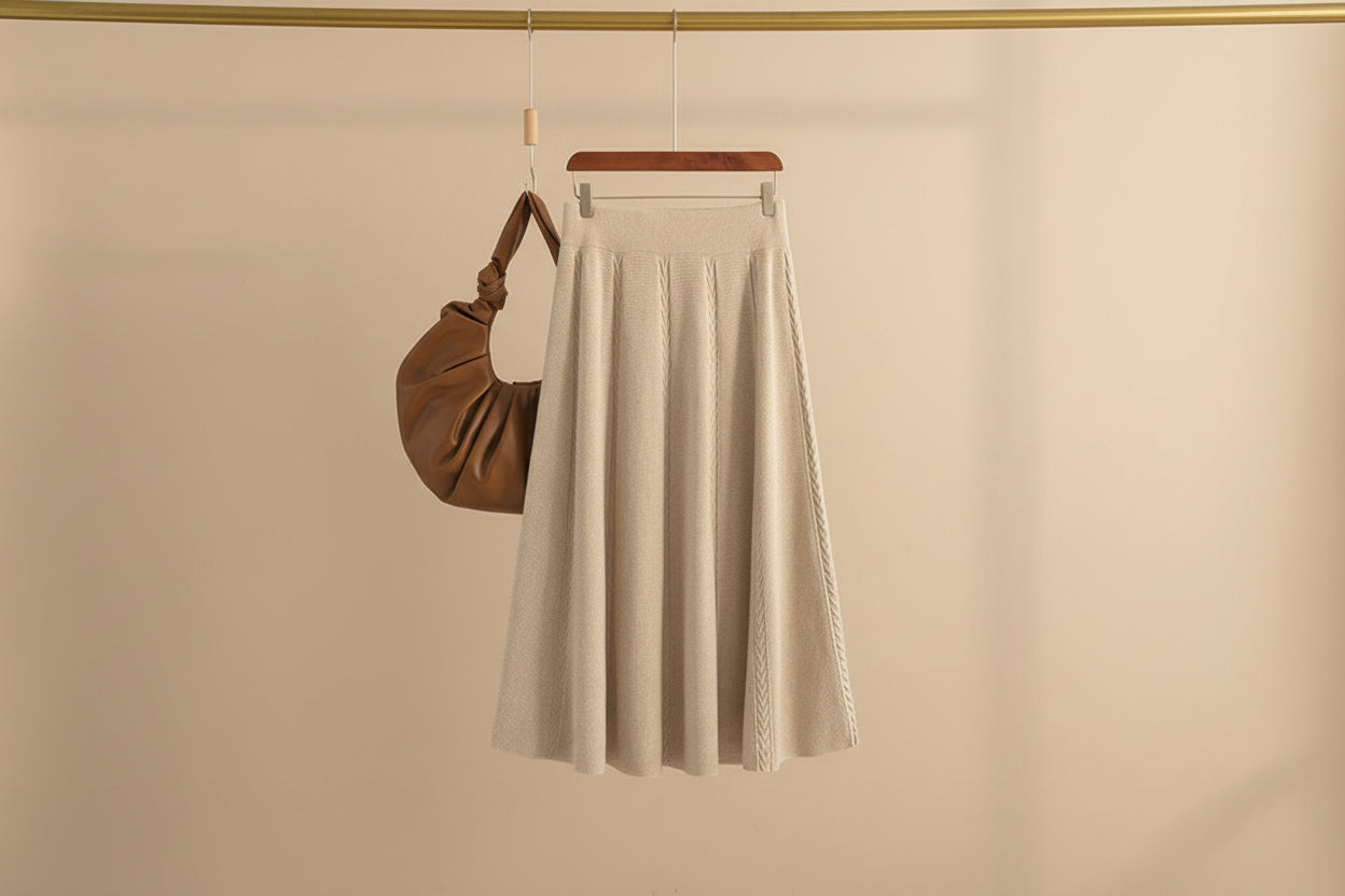 ELNOVÉ Knit A-Line Umbrella Skirt