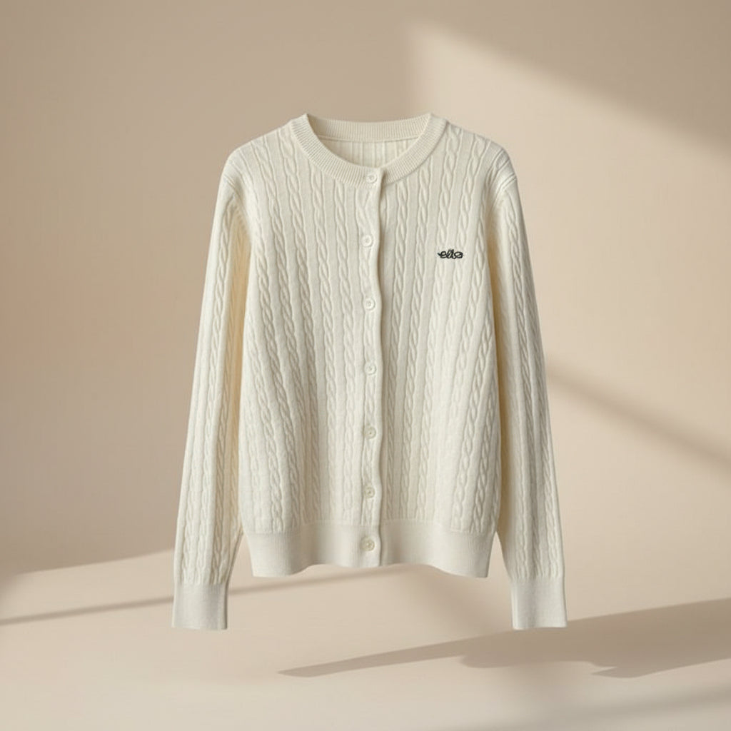 ELNOVÉ Cable Knit Long Sleeve Cardigan