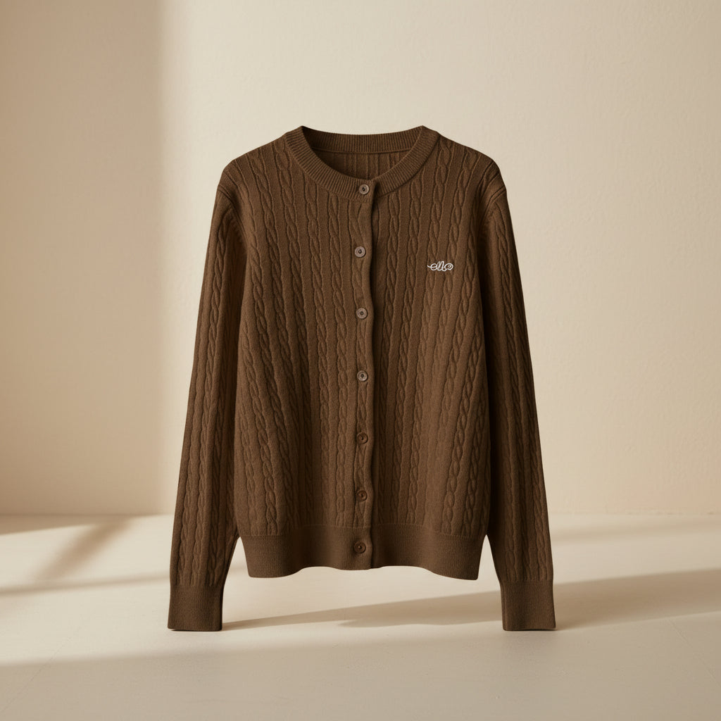 ELNOVÉ Cable Knit Long Sleeve Cardigan