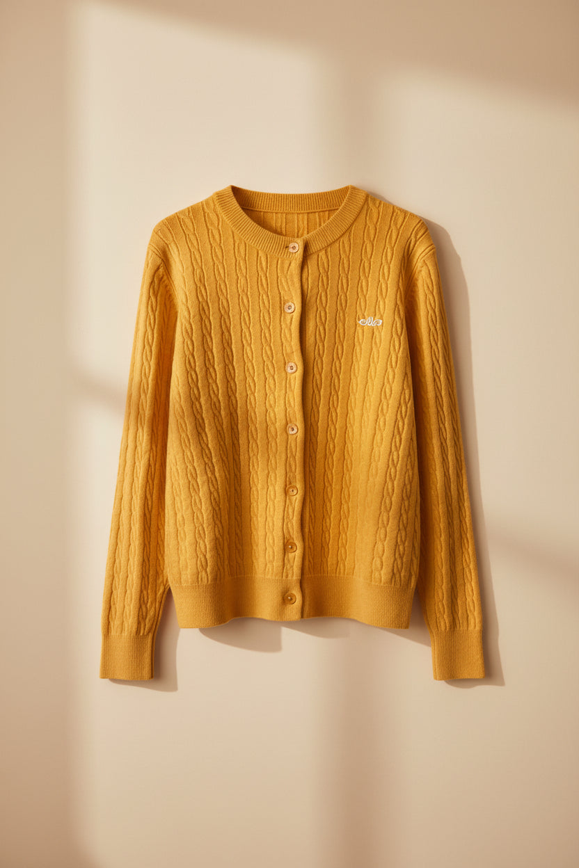 ELNOVÉ Cable Knit Long Sleeve Cardigan