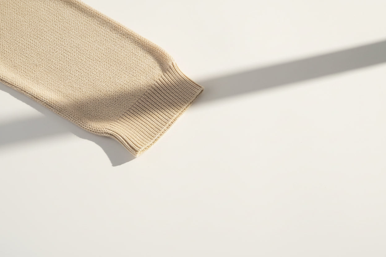 Khaki Lightweight Knit Fringe Hem Sweater — Detail View 12