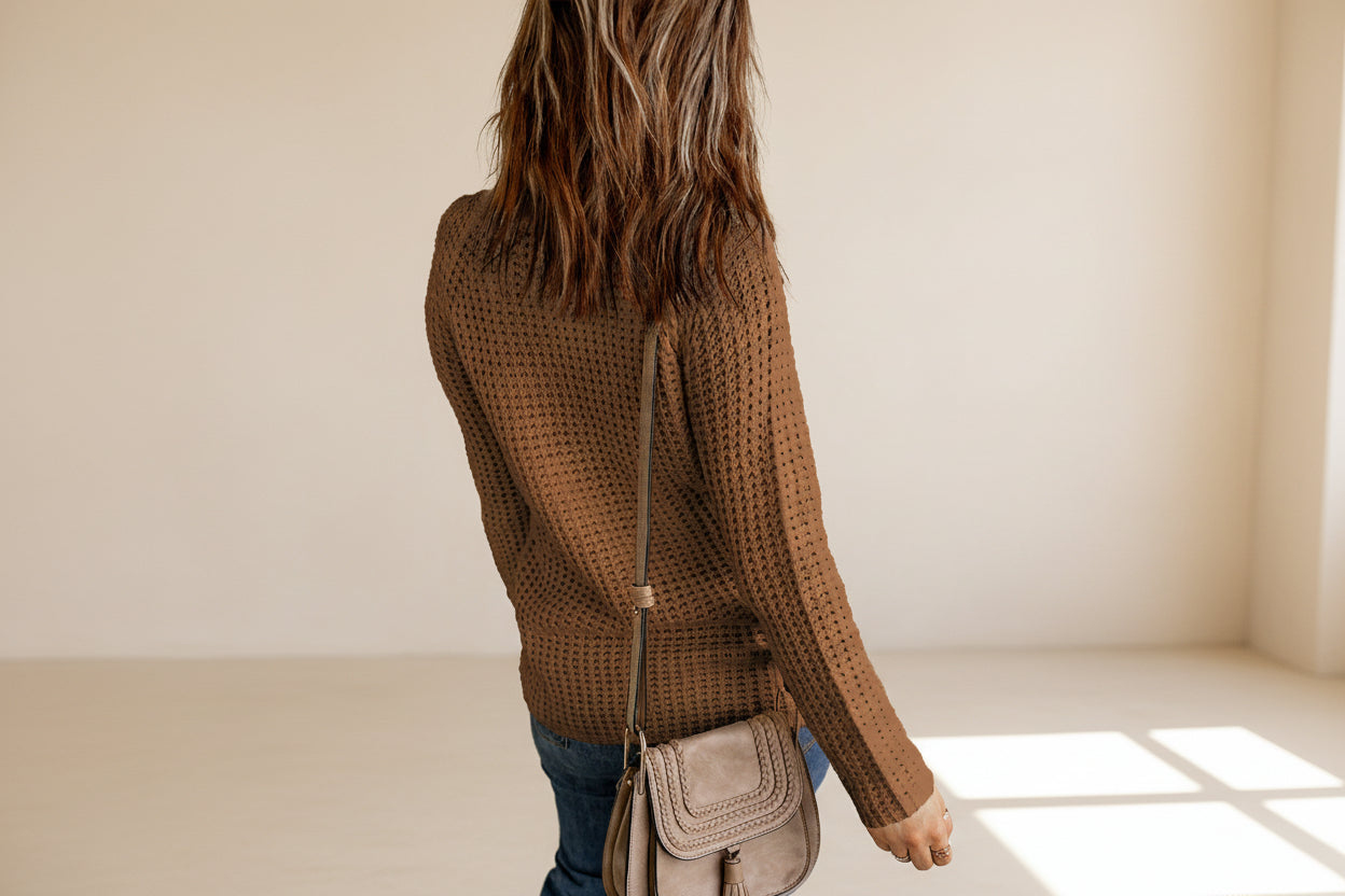 Buttoned Wrap Turtleneck Sweater