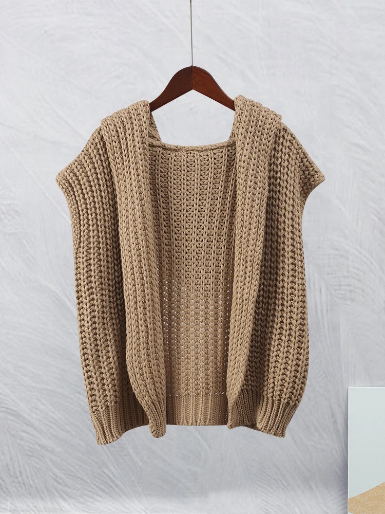 hooded knit vest