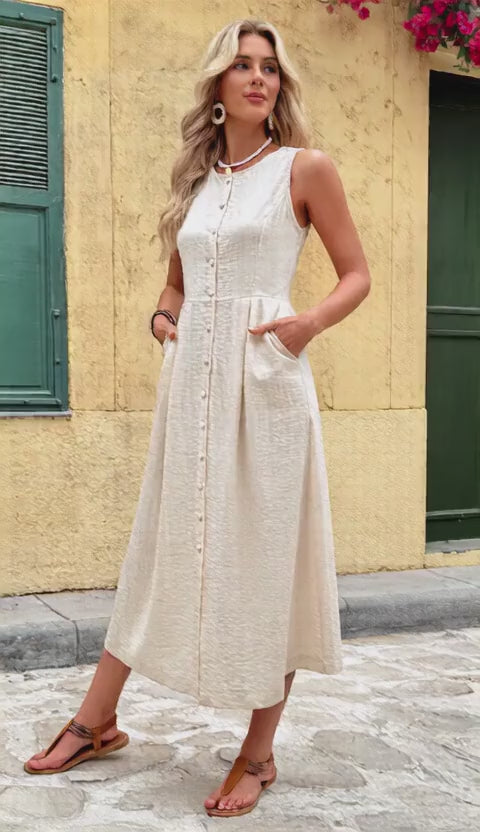 ELNOVÉ Séraphine Sleeveless Midi Dress